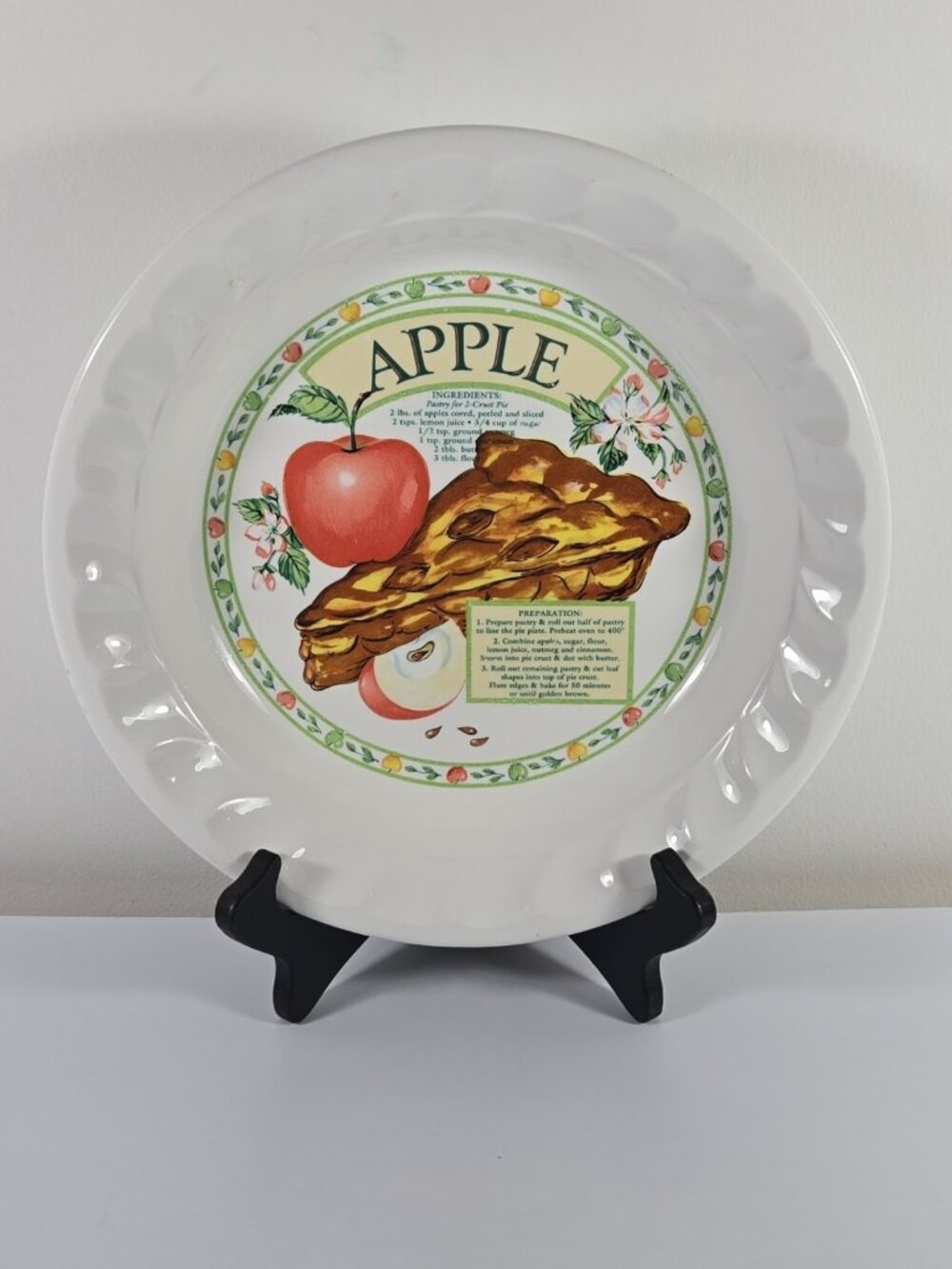 Apple Pie Recipe Ceramic Deep Dish Pie Plate Golden Pie Himark Vintage